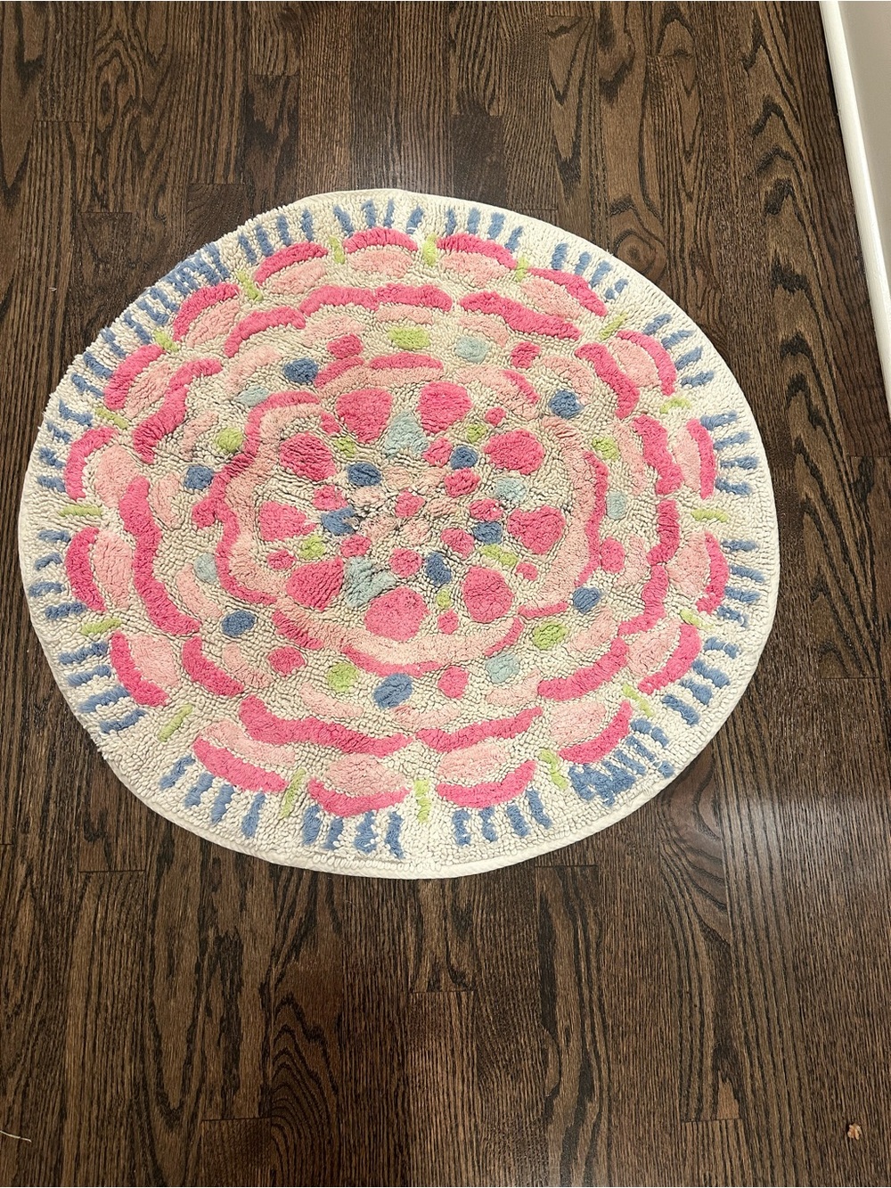 Lilly Pulitzer Pink Floral Round Bath Mat with Blue and Green Accents (PB Kids)